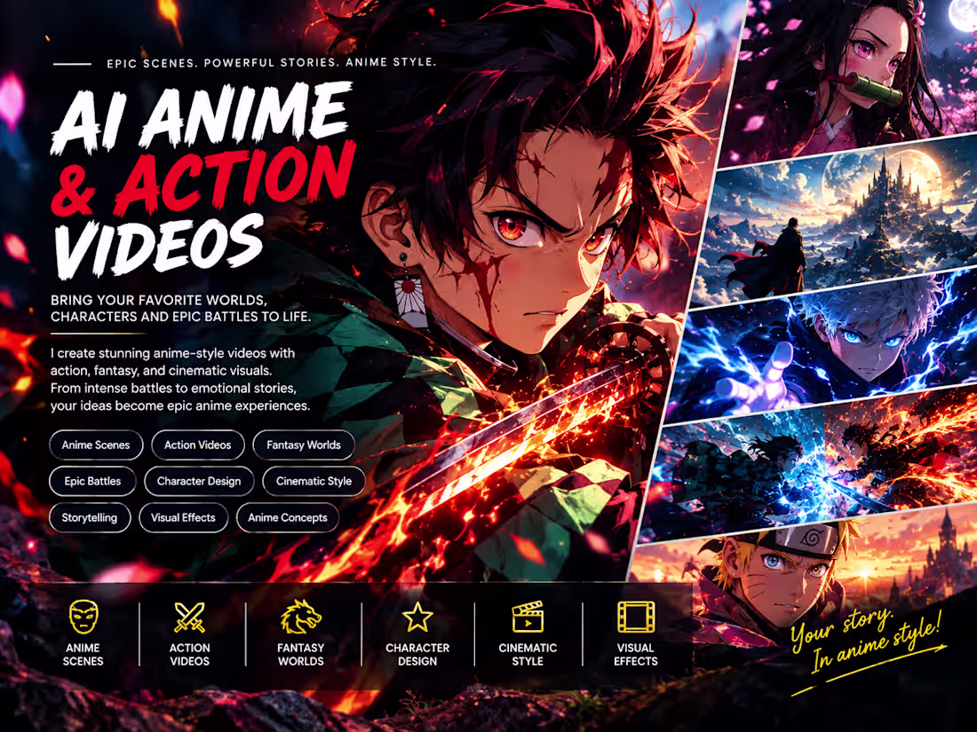 Cover image for AI Anime Videos, Action Scenes & Fantasy Worlds