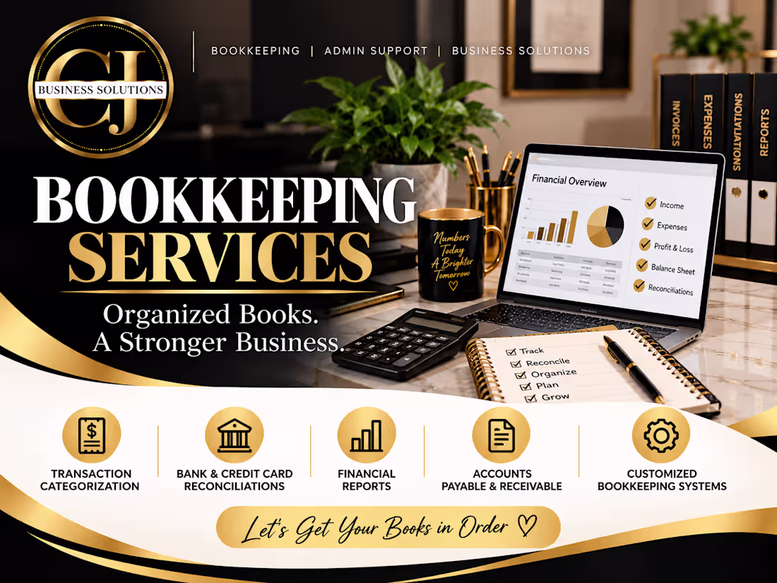 Cover image for Monthly Bookkeeping Support | CJ Business Solutions