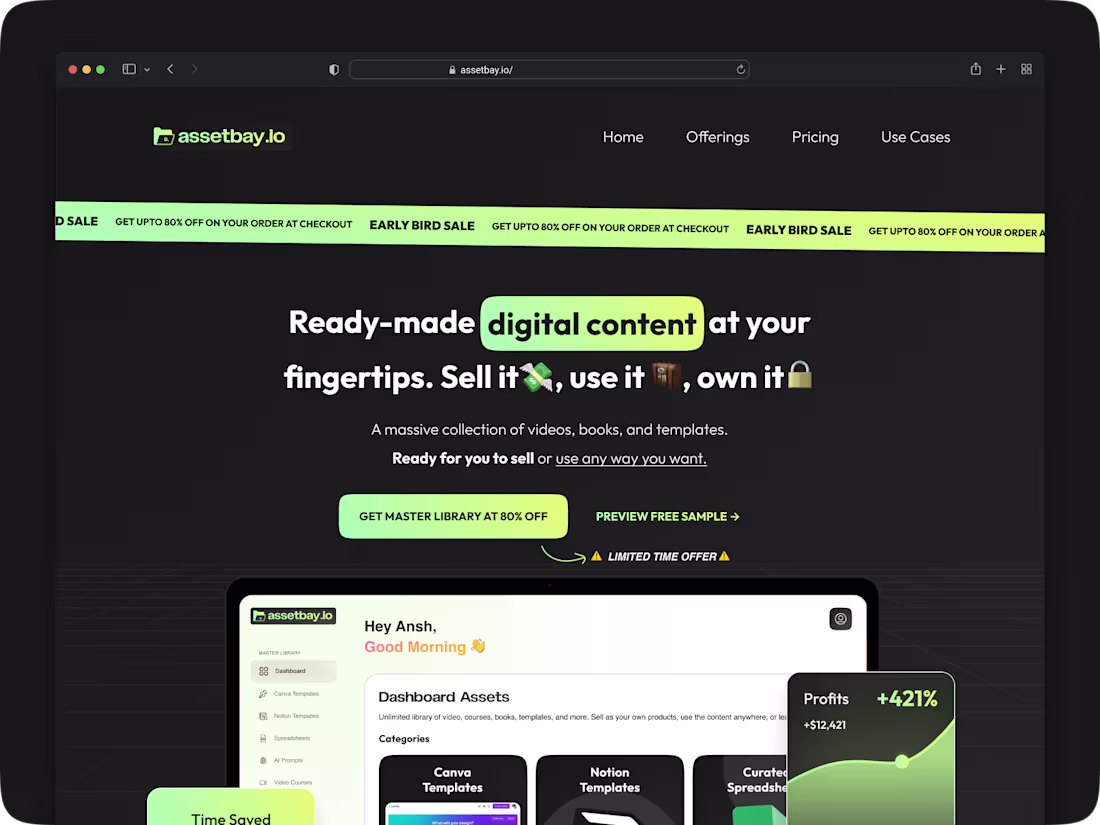 Cover image for AssetBay PLR Digital Assets Marketplace Landing Page Design