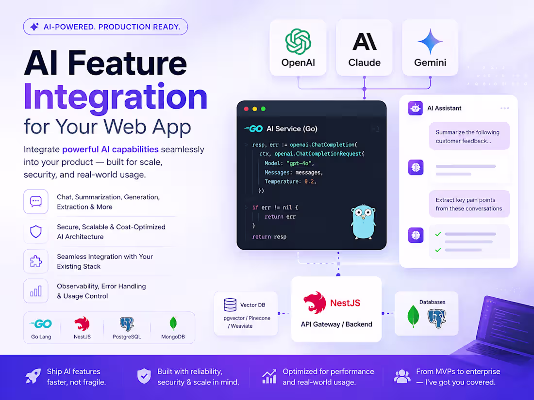 Cover image for AI Feature Integration for Your Web App
