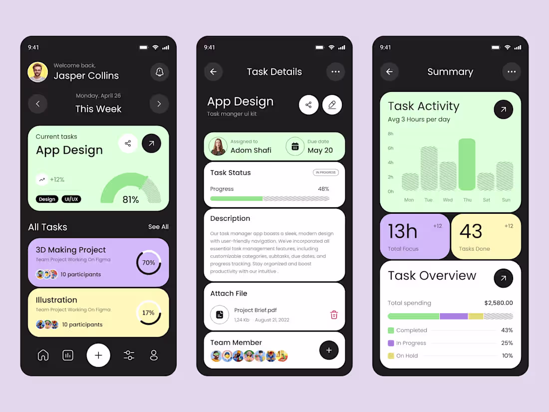 Cover image for Task management mobile app design.