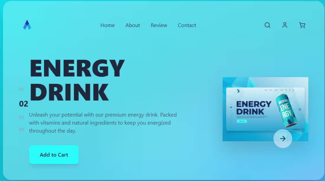 Cover image for Hi!! This energy drink website design combines bold visuals,...