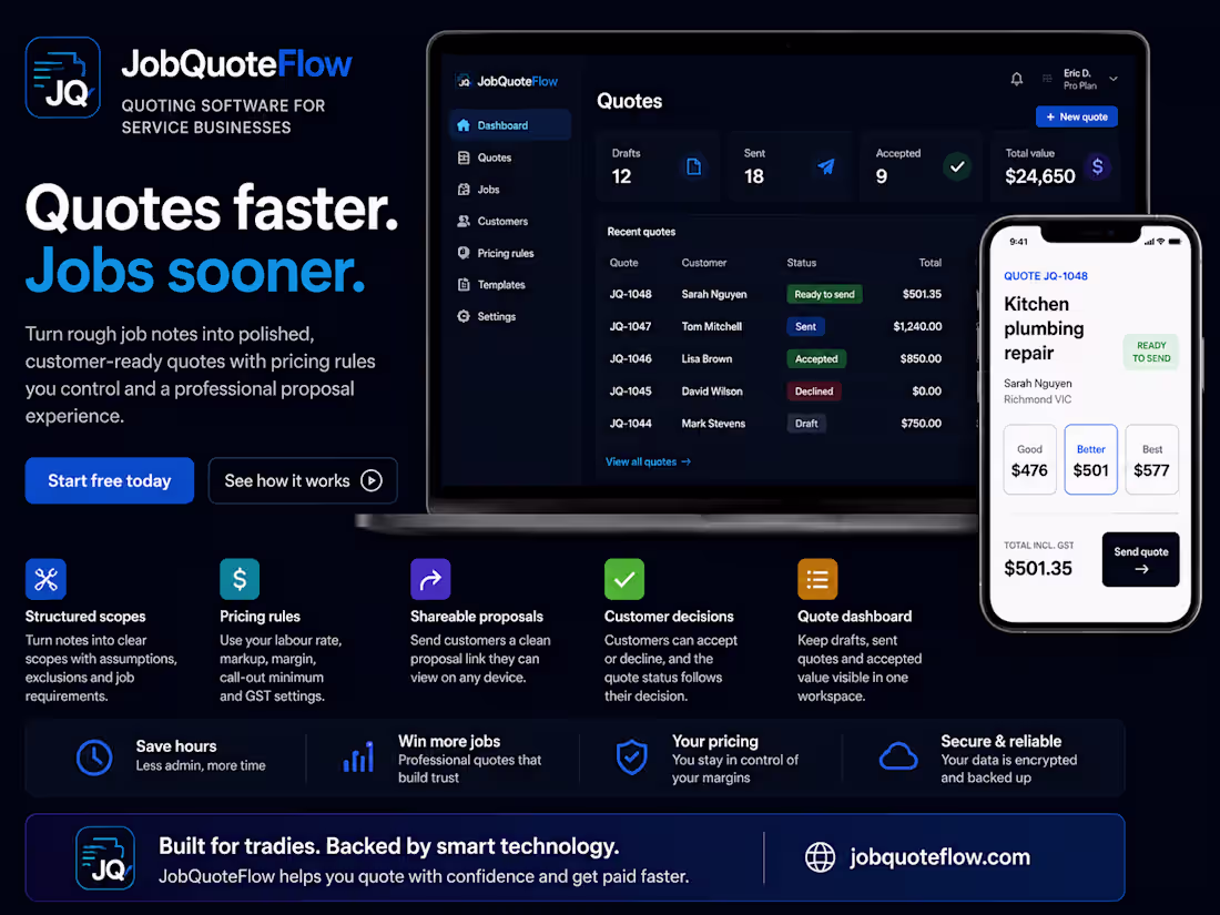 Cover image for I designed and built JobQuoteFlow,
