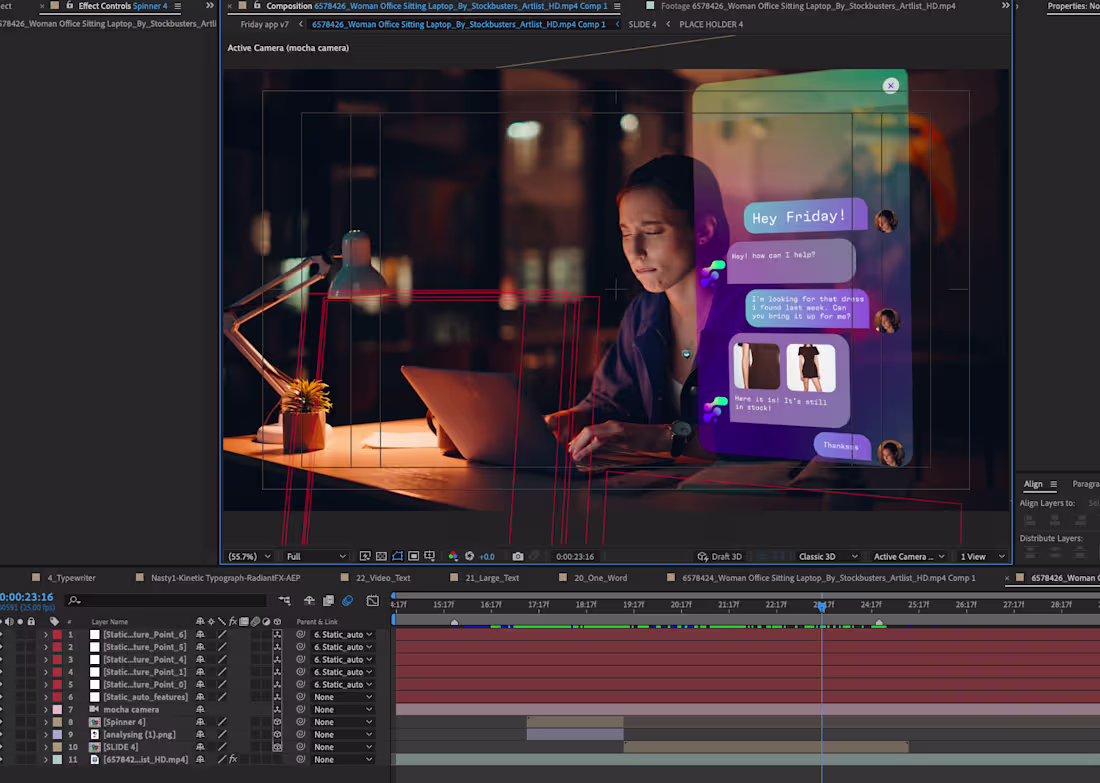 Cover image for Working on some ui scenes tracked using Mocha pro. Always fe...