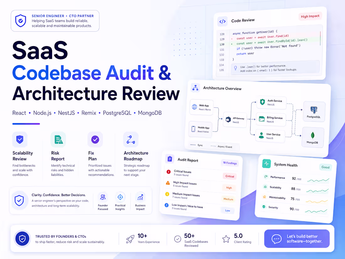Cover image for SaaS Codebase Audit & Architecture Review