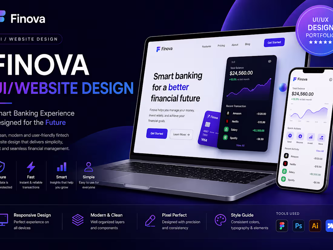 Cover image for Finova — UI/Website Design