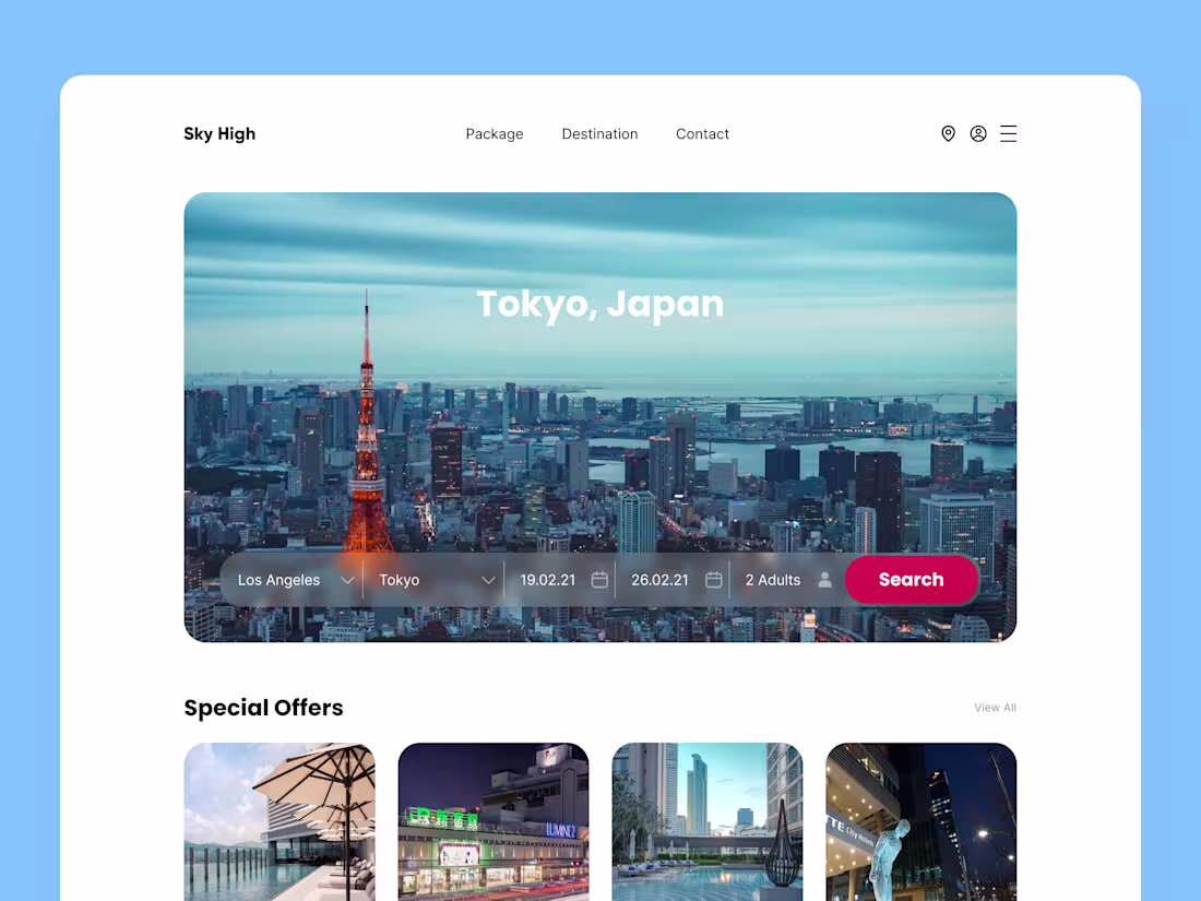 Cover image for Sky High - travel agency website