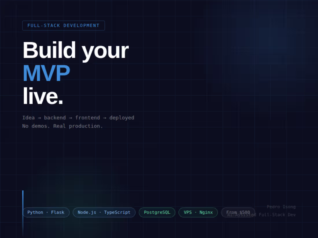 Cover image for Build Your Full-Stack Web App from MVP to Live Production