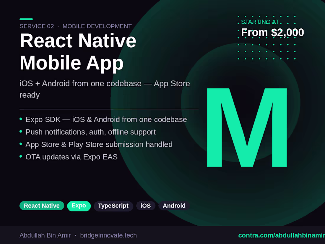 Cover image for Cross-Platform Mobile App — React Native & Expo
