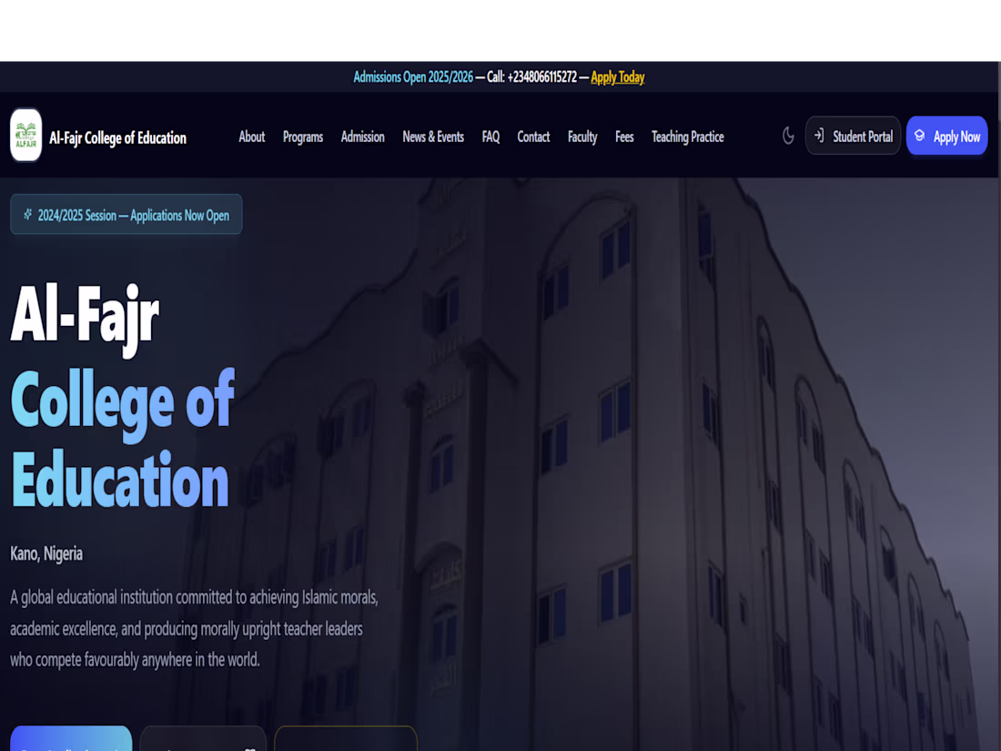 Cover image for Al-Fajr College of Education —