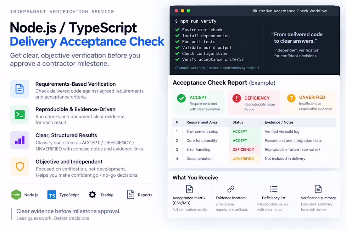 Cover image for Independent acceptance verification for a