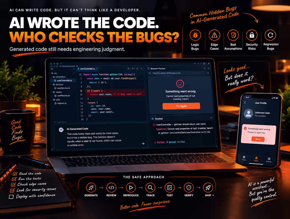 Cover image for AI WROTE THE CODE. WHO