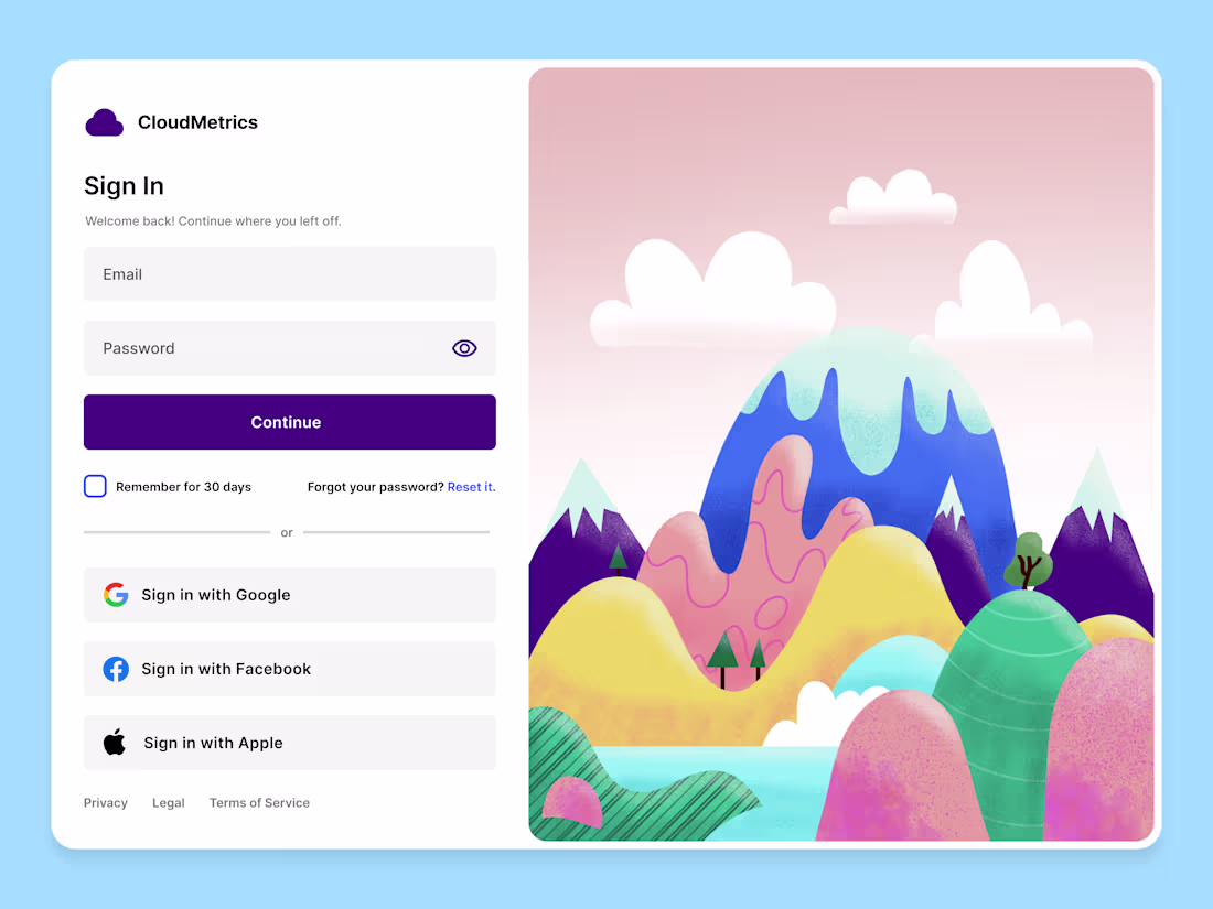 Cover image for CloudMetrics — Analytics Login UI