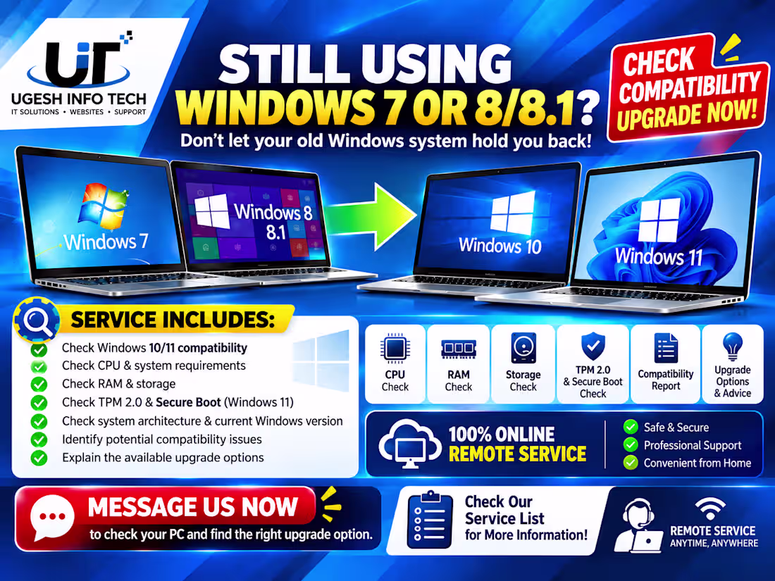 Cover image for 💻 Windows 7,8 Upgrade Compatibility Check – Remote Service