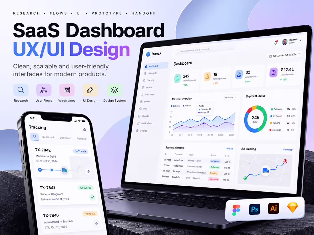 Cover image for SaaS Dashboard UX/UI Design from Scratch