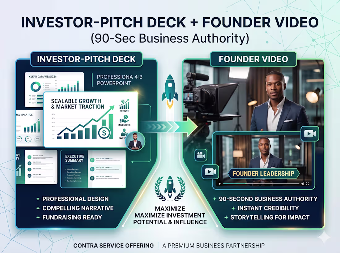 Cover image for Investor Pitch Deck + 90-Second Founder Video Script