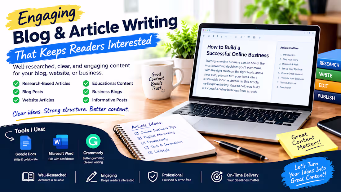 Cover image for Engaging Blog and Article Writing for Clear, Readable Content