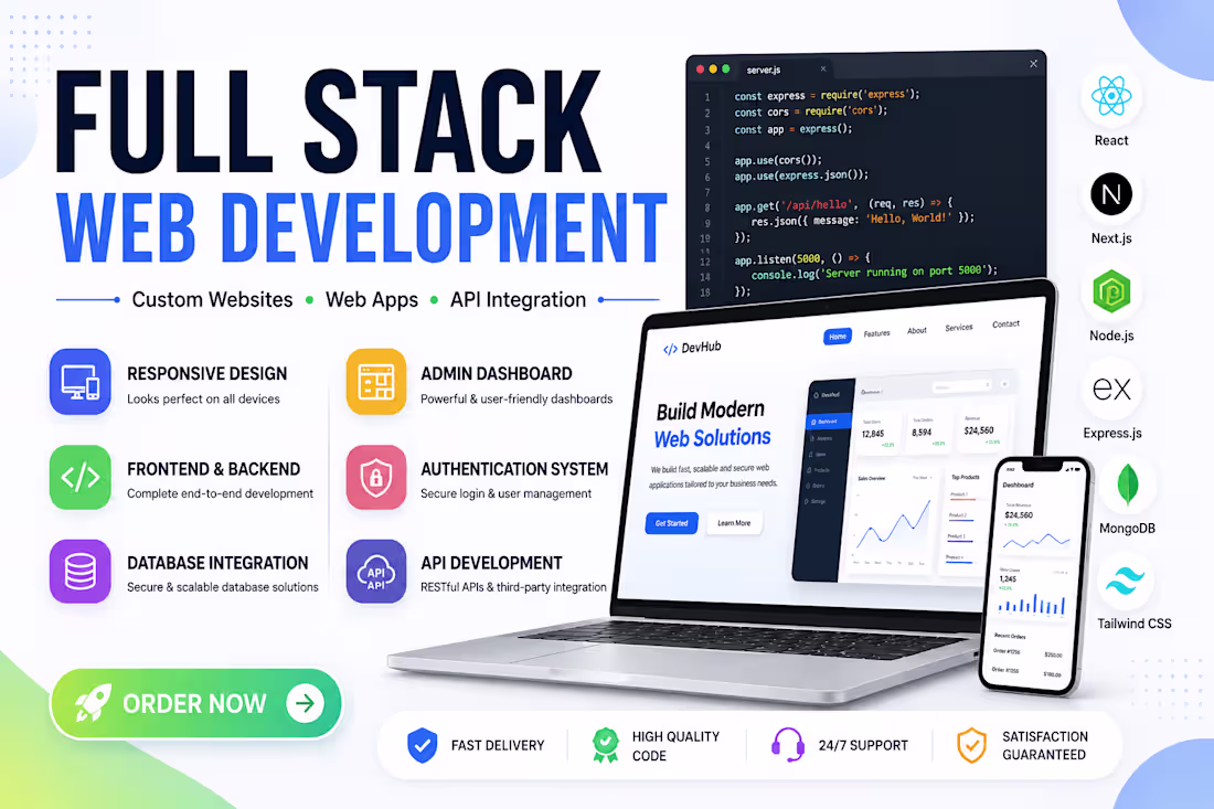 Cover image for I Will Build a Modern Full Stack Website or Web Application
