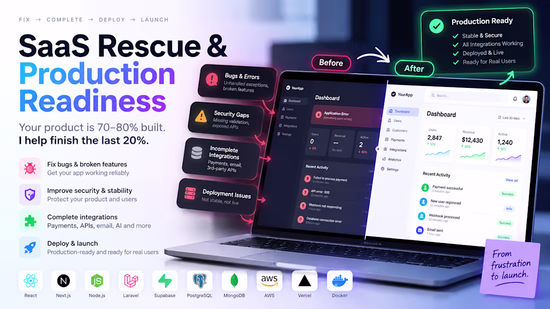 Cover image for SaaS Rescue & Production Readiness