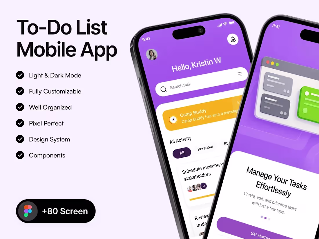 Cover image for To-Do List: Task Manager Mobile App UI Kit for Figma