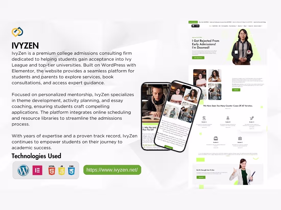 Cover image for IvyZen — a premium college admissions consulting firm