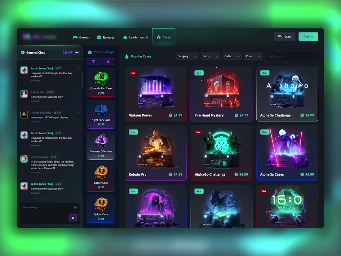 Cover image for Gaming Unboxing/Case Opening Platform UI/UX