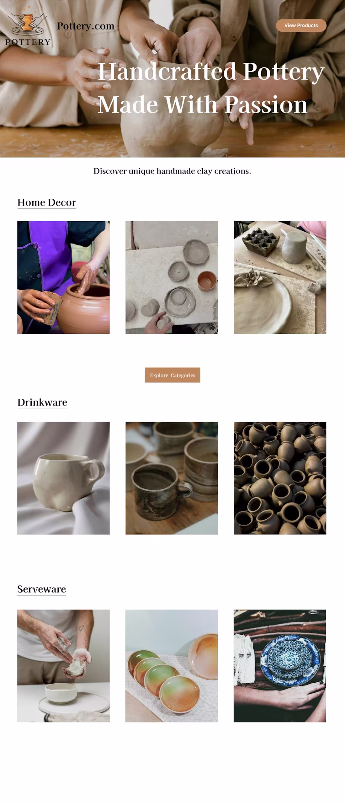 Cover image for :Handcrafted Pottery E-commerce Website Design
This