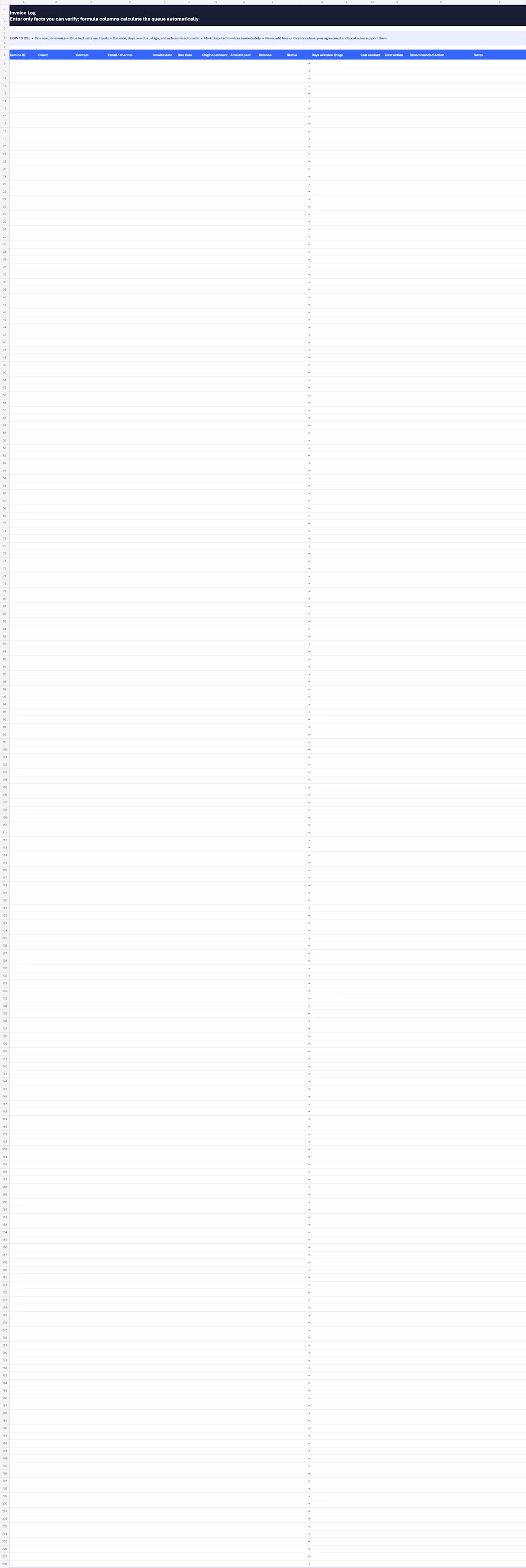 Cover image for nvoice Tracking Log — one