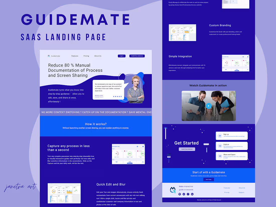 Cover image for SAAS Landing Page - Guidemate by Janetra Art on Dribbble
