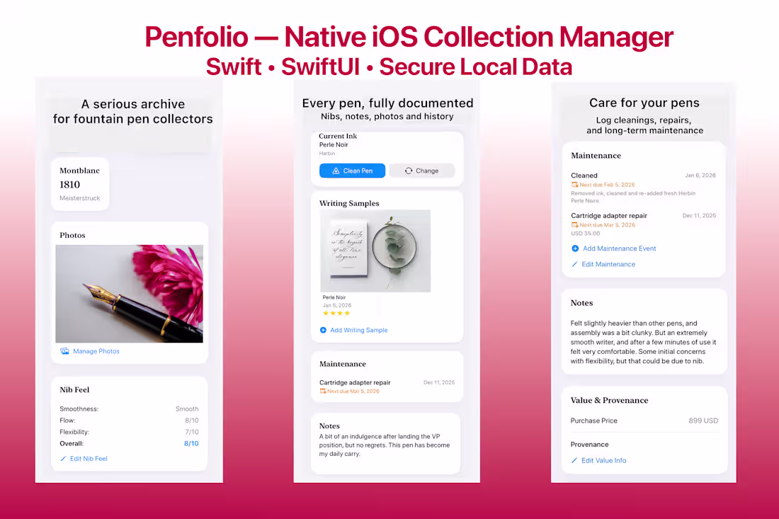 Cover image for Penfolio — Native iOS Fountain