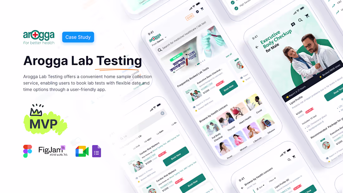 Cover image for Arogga Lab Testing Mobile App Case Study