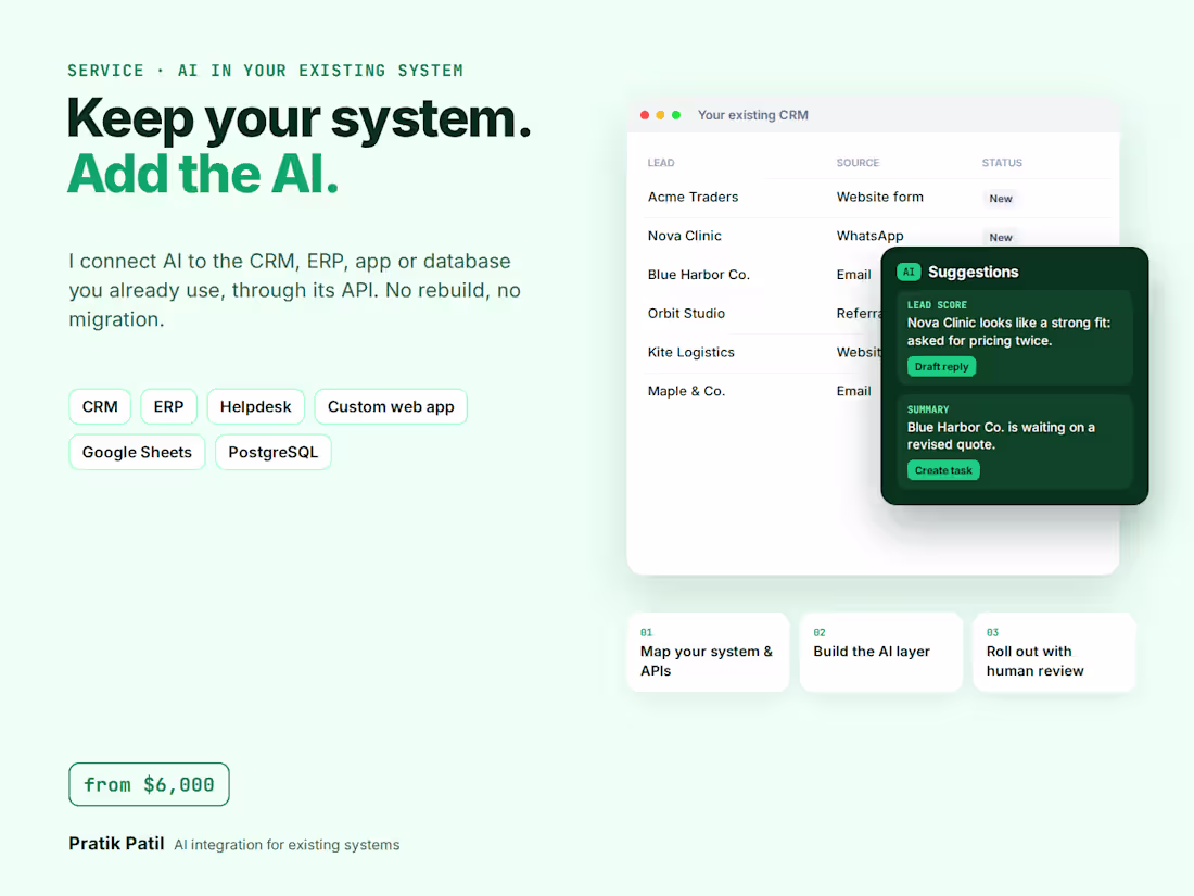 Cover image for Add AI to Your Existing CRM, ERP or App