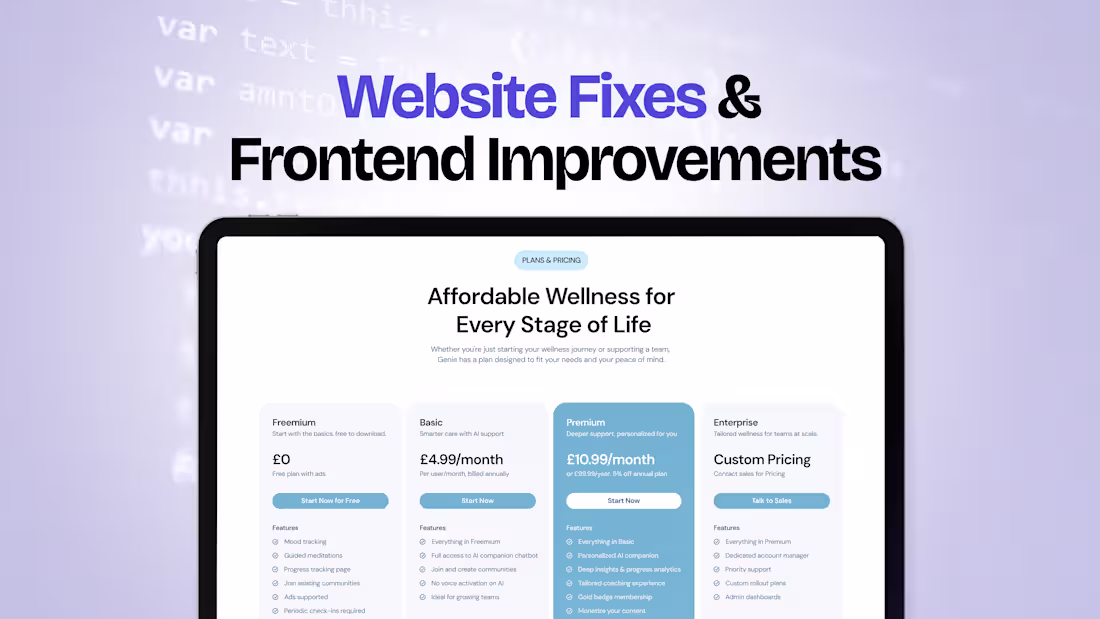 Cover image for Website Fixes & Frontend Improvements