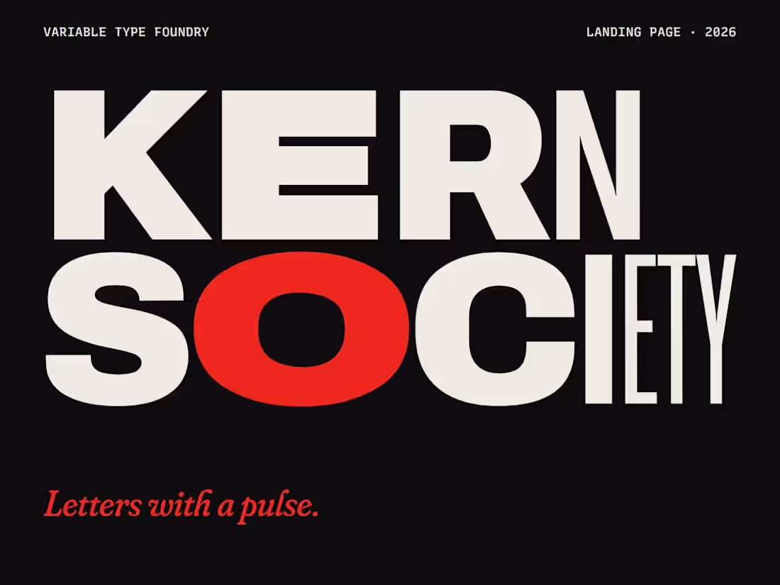 Cover image for Kern Society: landing page for a type foundry