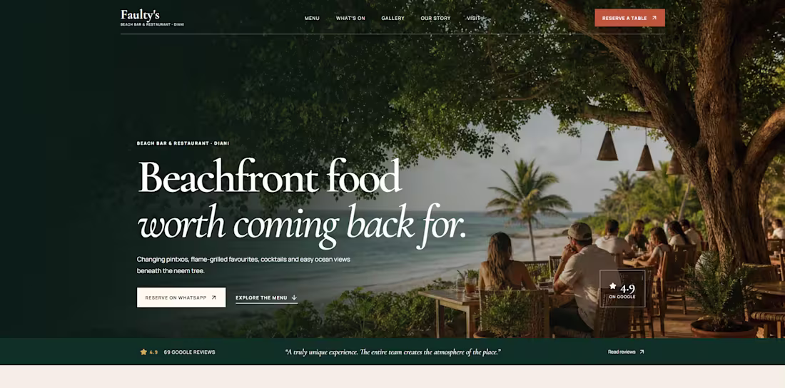 Cover image for A website for a Restaurant in Diani, Kenya