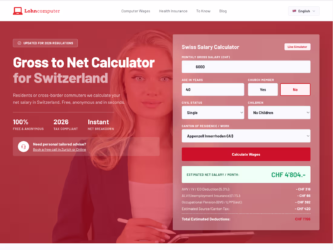 Cover image for A homepage redesign for Lohncomputer,
