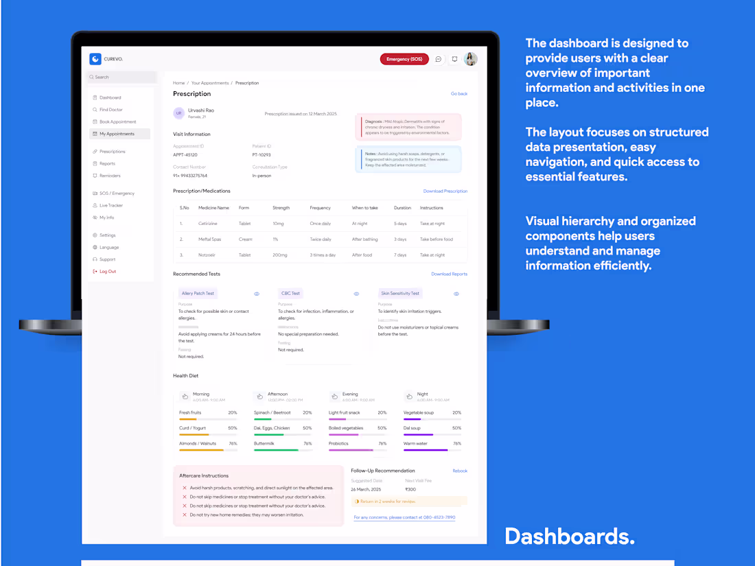 Cover image for Curevo — Healthcare Platform UI/UX Design