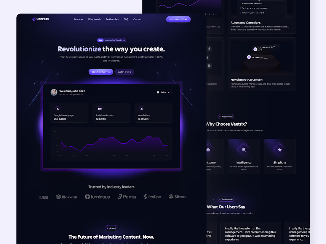 Cover image for Veetrix - SaaS Landing page