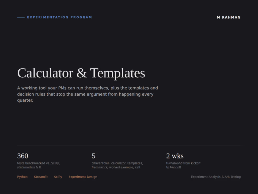 Cover image for Experimentation Program Setup — Calculator & Templates