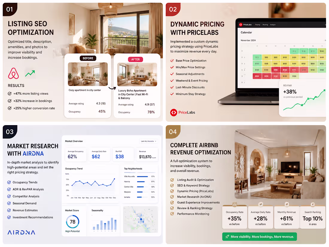 Cover image for Airbnb Revenue Optimization with PriceLabs & SEO