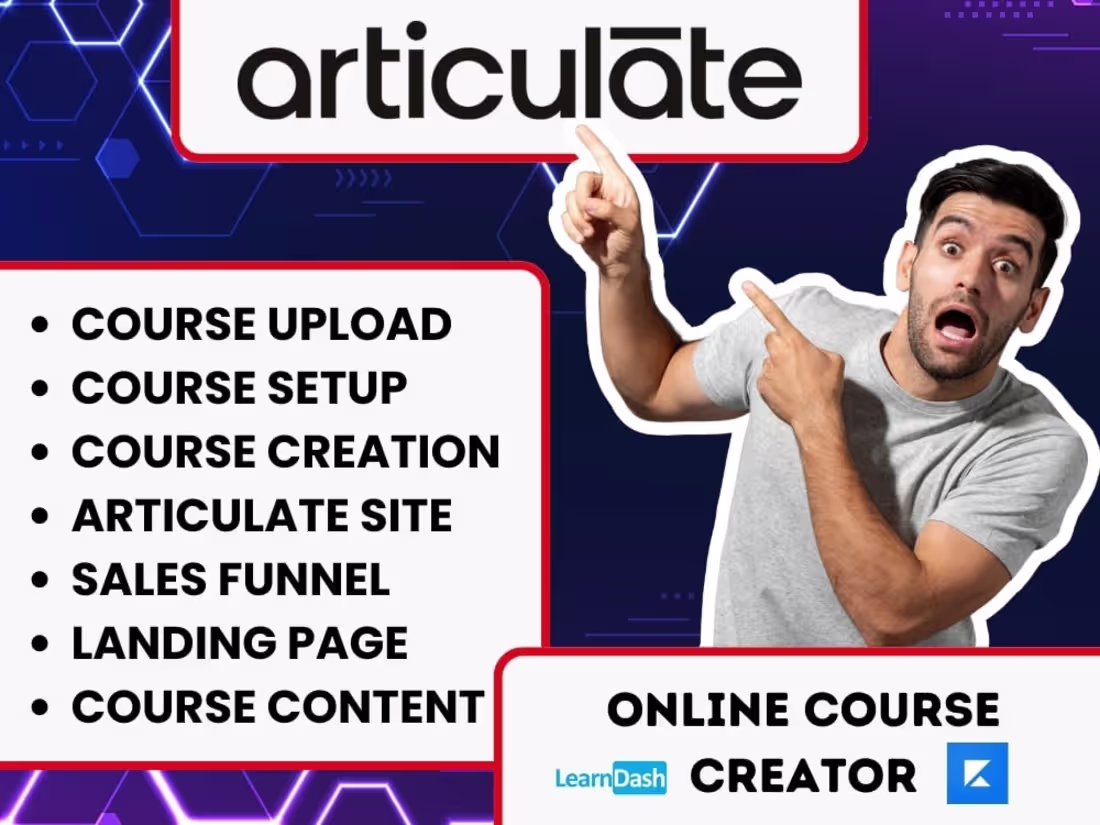 Cover image for You will get Interactive Elearning Course in Articulate Storylin