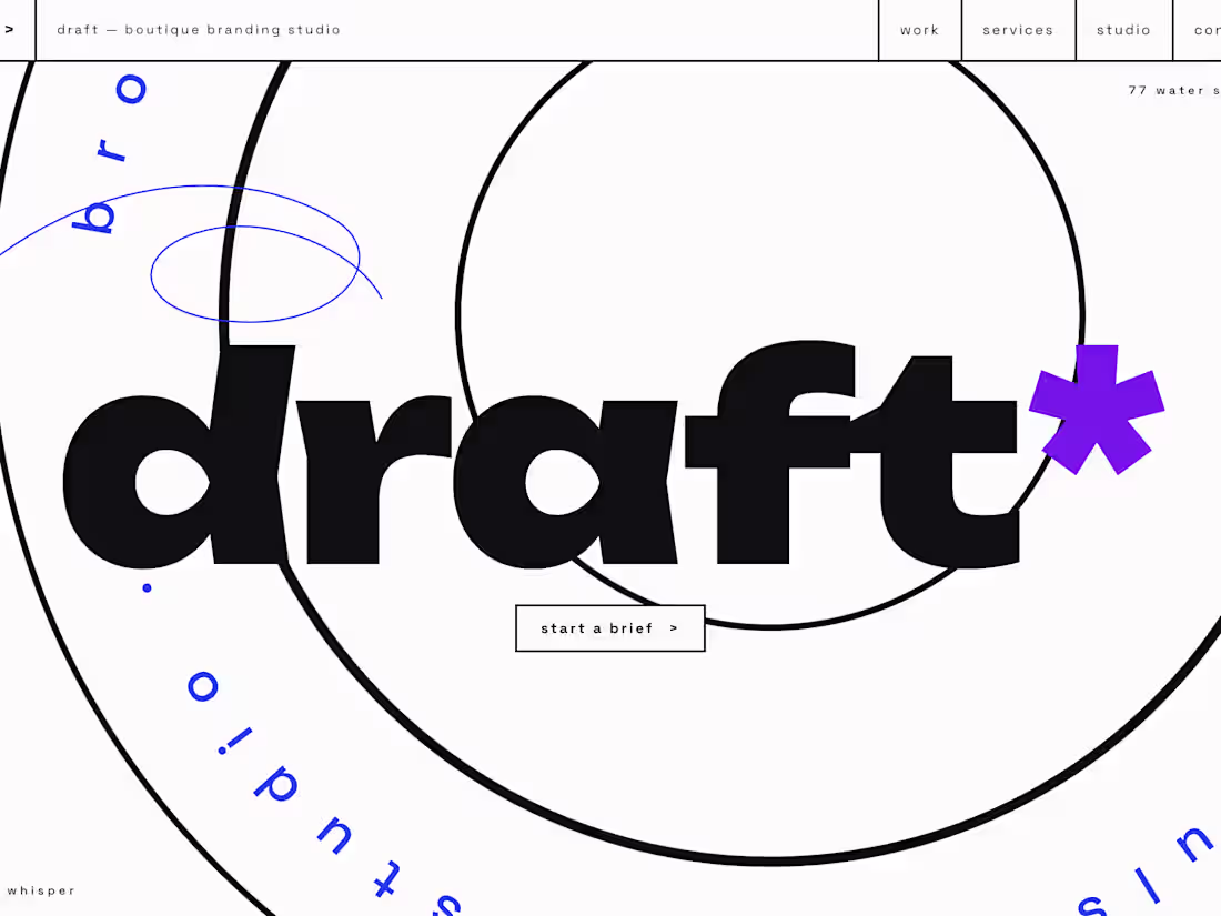 Cover image for Draft* - website for a boutique branding studio