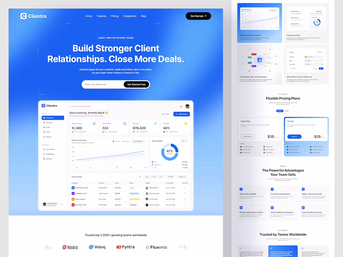 Cover image for Saas Landing Page Design – UI/UX