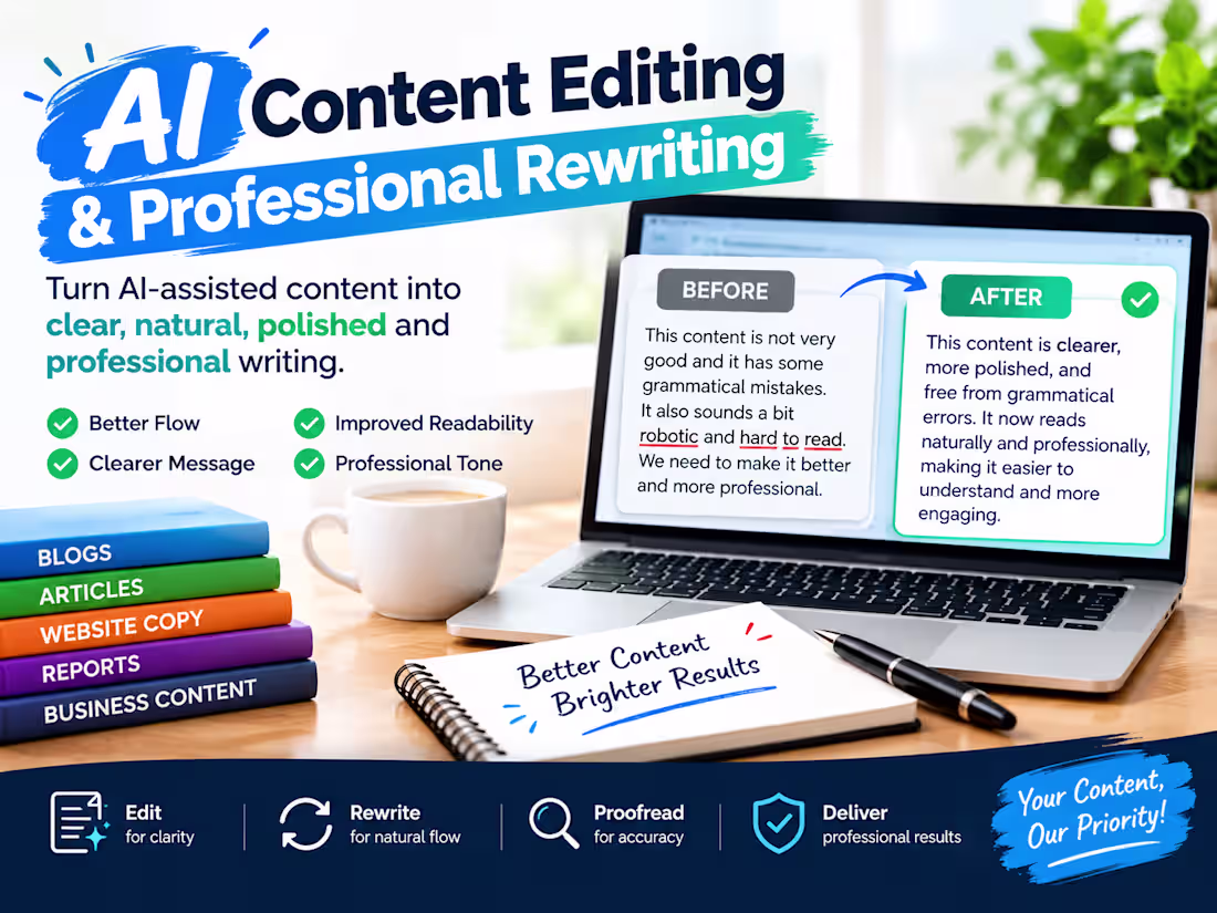 Cover image for AI Content Editing, Rewriting & Proofreading