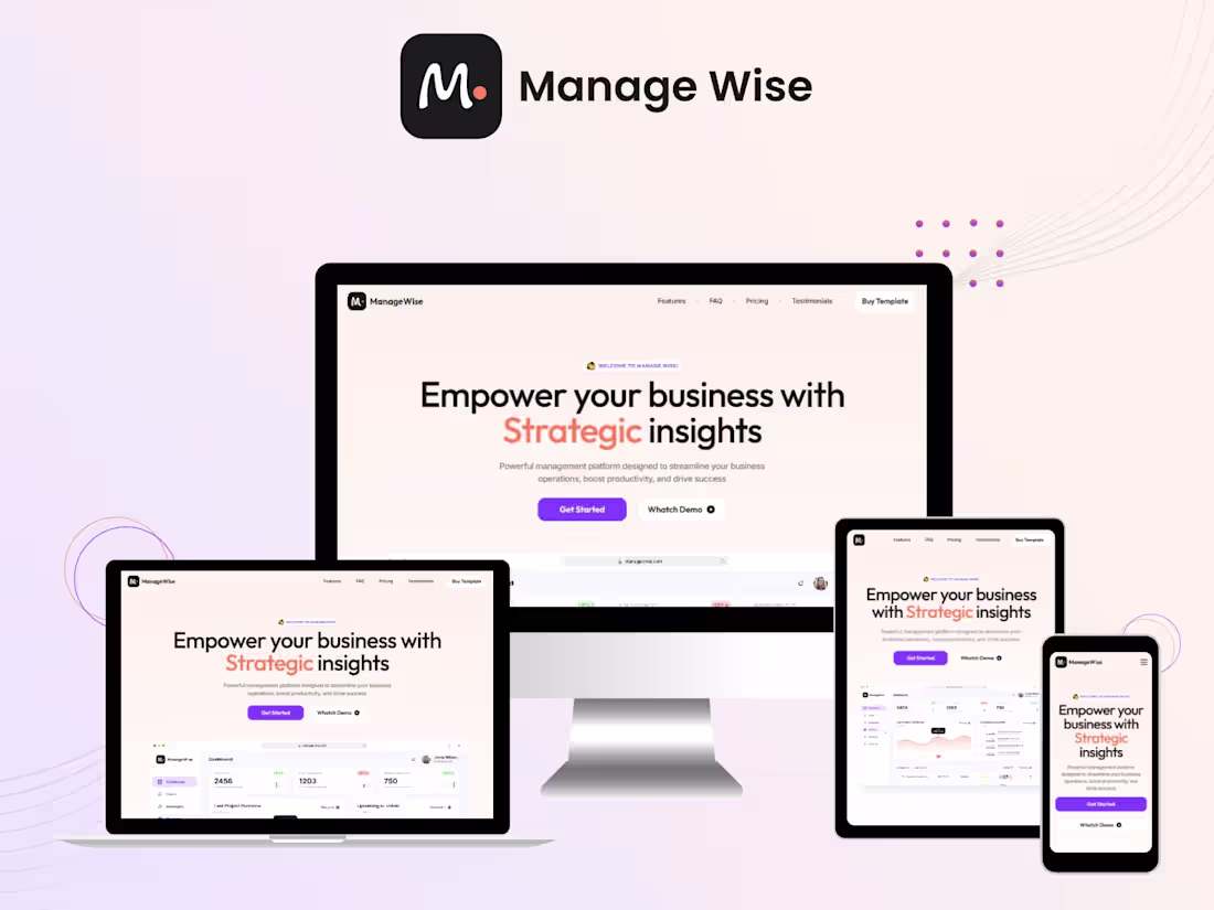Cover image for ManageWise — SaaS Dashboard in Framer
