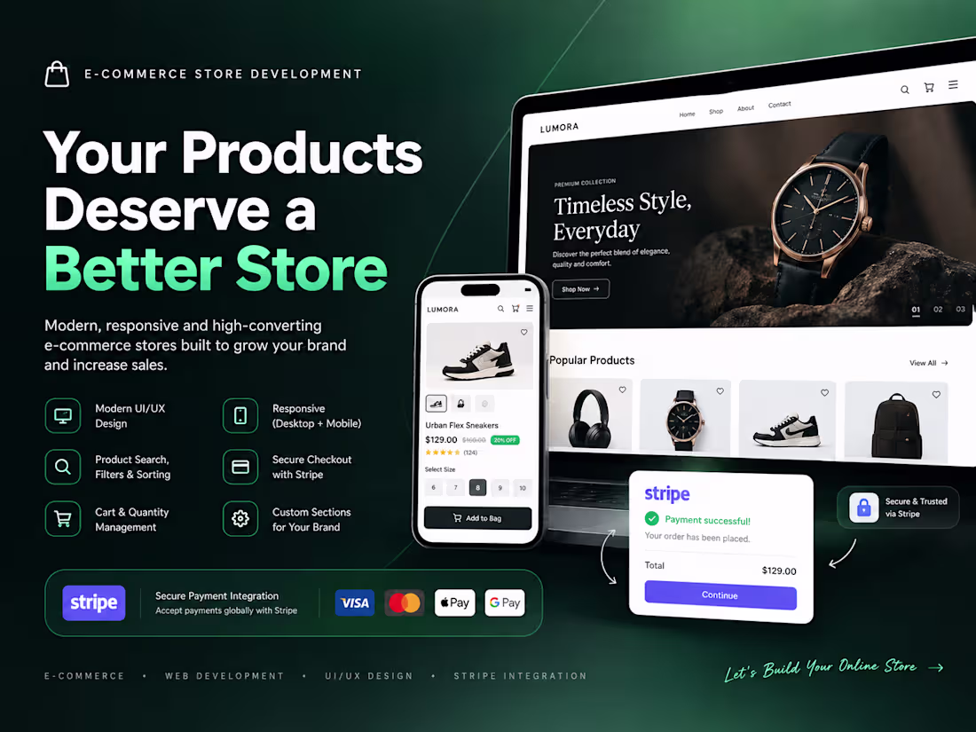 Cover image for I will build a modern, high-converting e-commerce store.