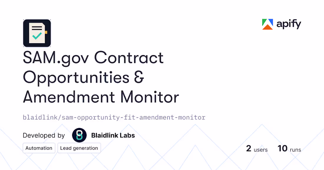 Cover image for SAM.gov Opportunity Fit & Amendment Monitor