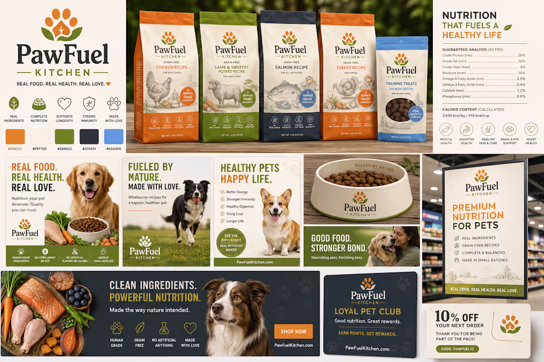 Cover image for PawFuel Kitchen — Pet Brand Identity Concept