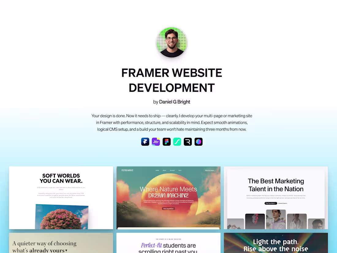 Cover image for Framer Website Development — Multi-Page Build Only