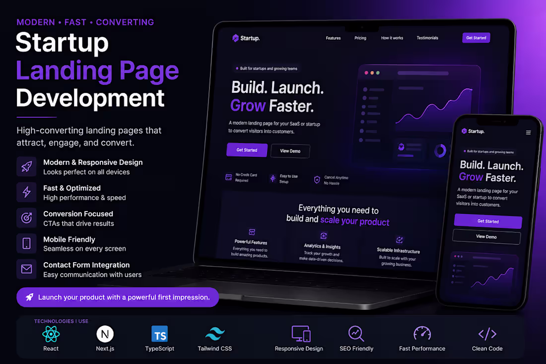 Cover image for Startup Landing Page Development
